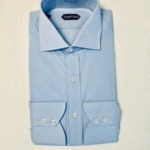 NEW TOM FORD Light Blue Cotton Shirt US 17 43 G Made in Italy MSRP $970